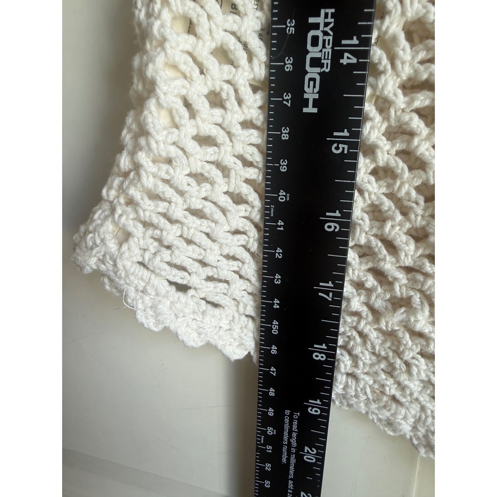 Free People Ivory Crochet Knit Button Front Top Scalloped Collar Womens Small - Picture 9 of 9